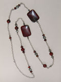 Dark Red Apple Jasper Swarovski Crystal Sterling Silver Necklace