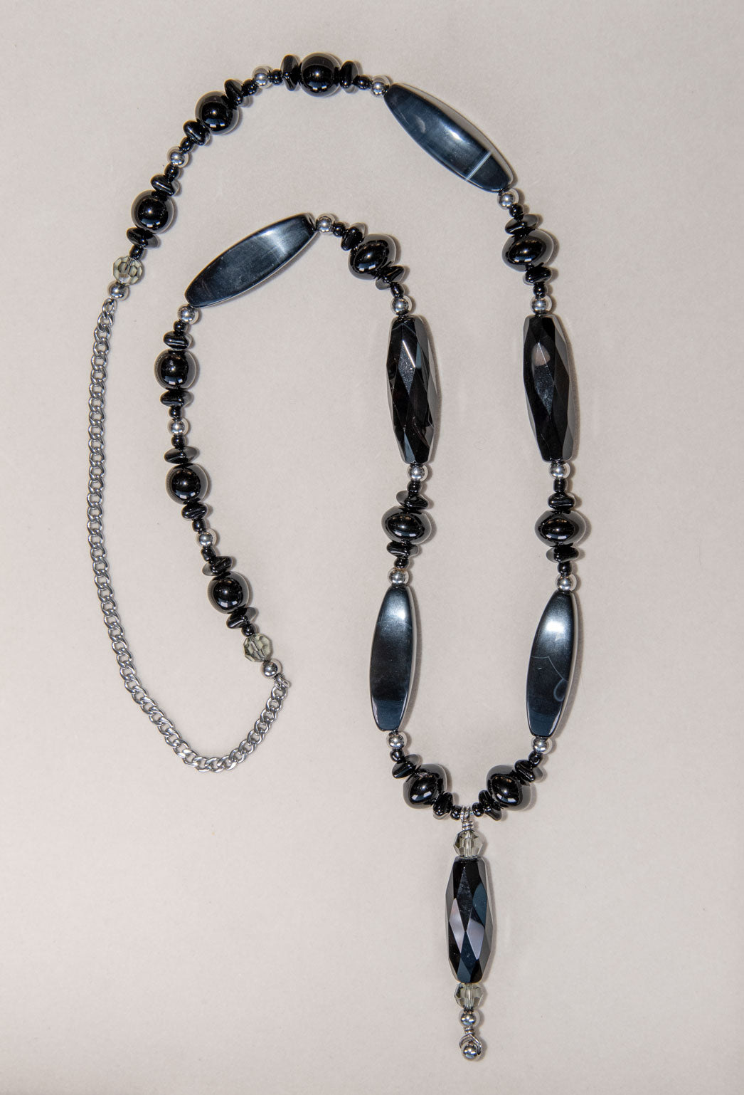 Black Onyx Swarovski Crystal Pendant Necklace