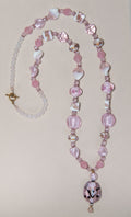 Chinese Lampwork Rose Quartz Pendant Necklace