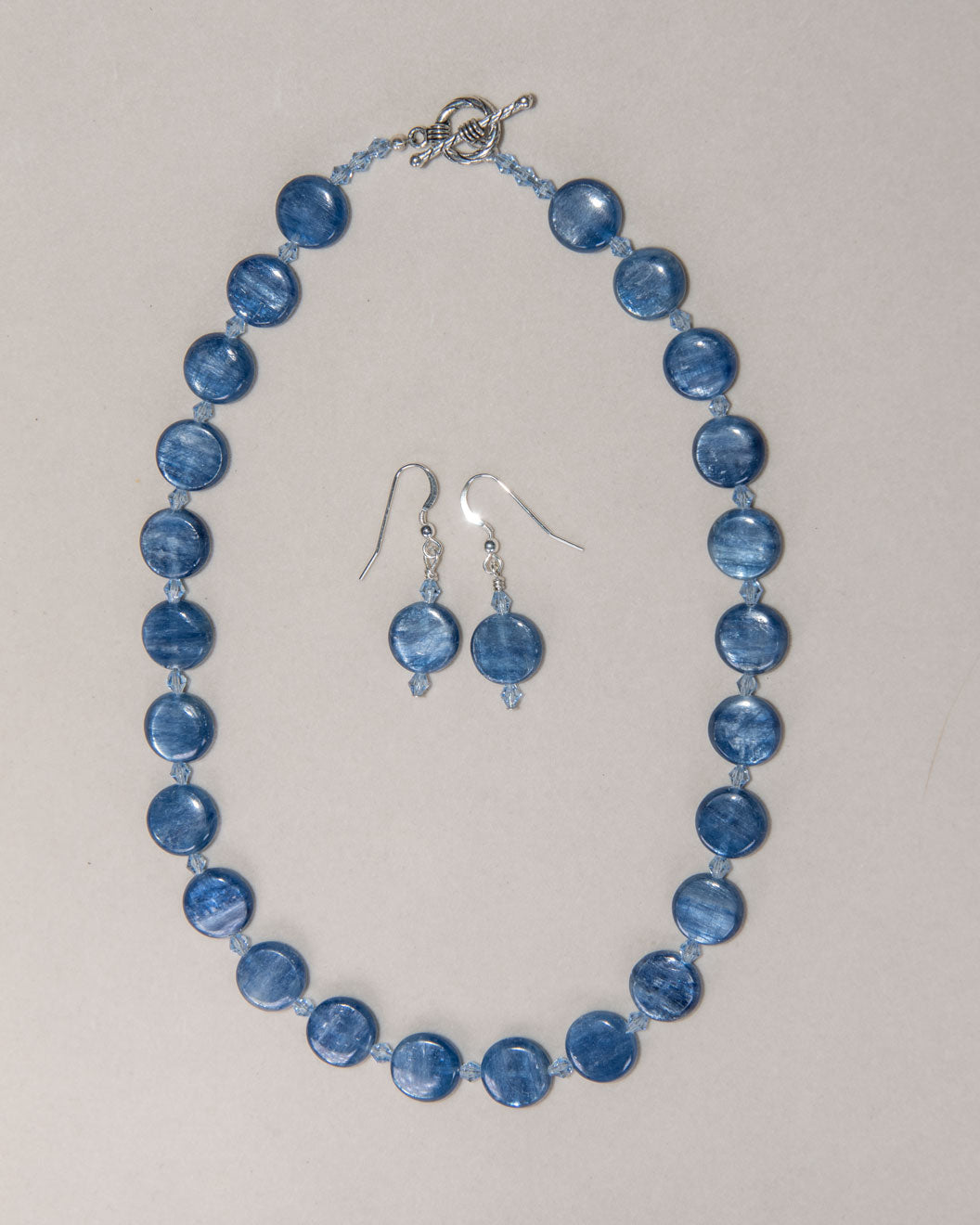 Blue Kyanite Swarovski Crystal Sterling Silver Necklace
