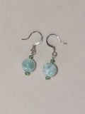 Soft Green Angelite Swarovski Crystal Sterling Silver Earrings