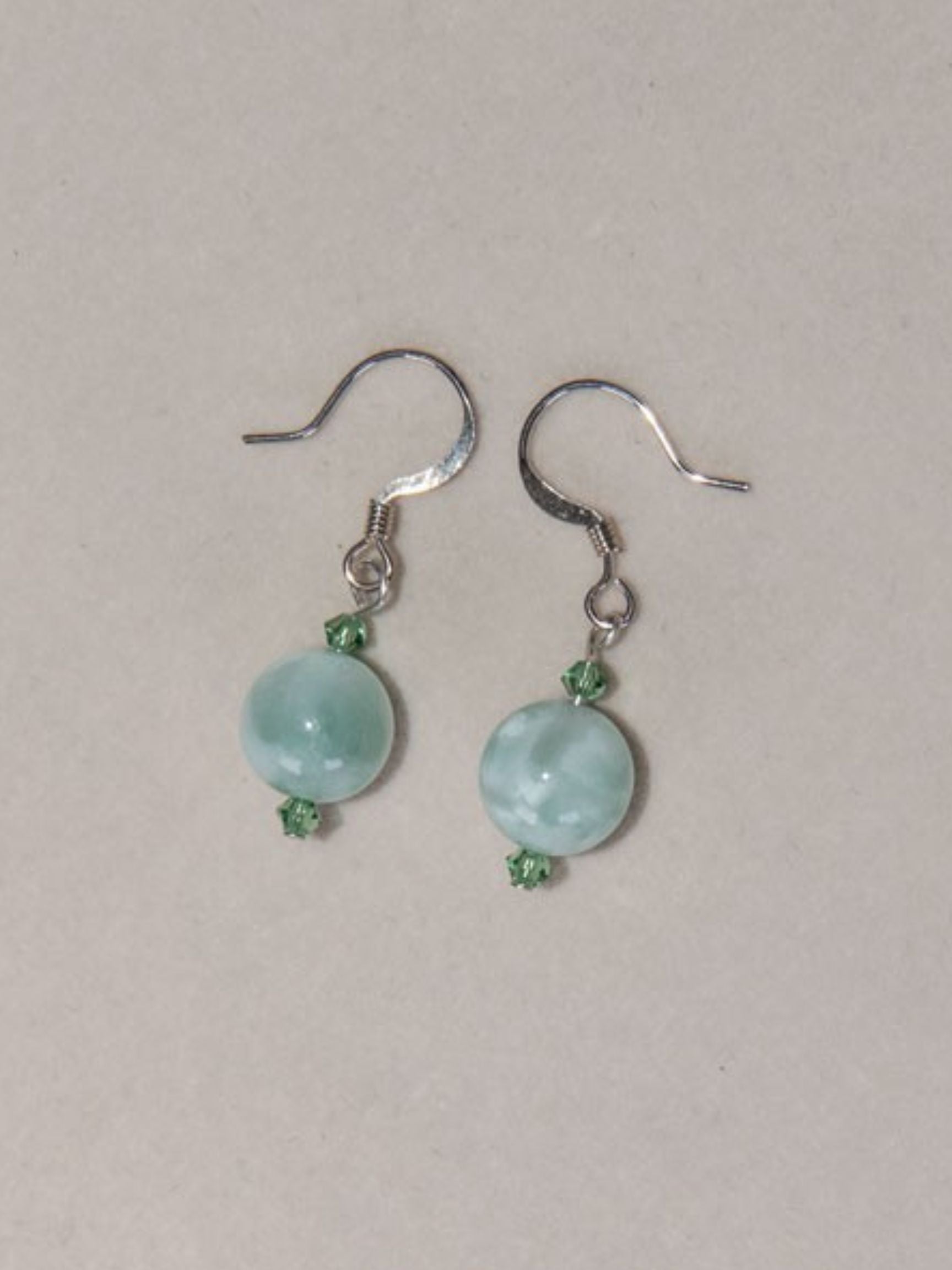 Soft Green Angelite Swarovski Crystal Sterling Silver Earrings