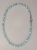 Soft Green Angelite Swarovski Crystal Designer Clasp Necklace