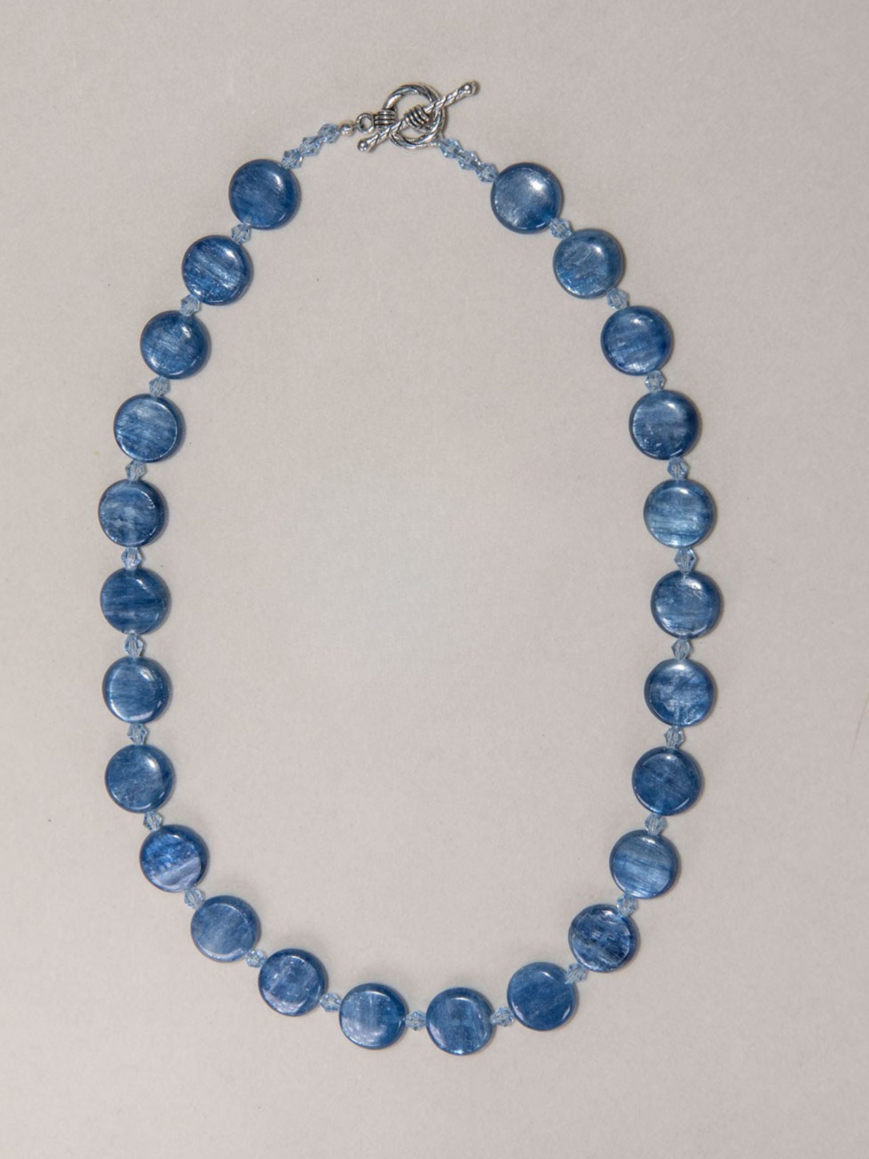 Blue Kyanite Swarovski Crystal Sterling Silver Necklace