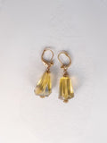 Lemon Citrine Pearl Gold Tone Leverback Earrings