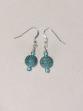 Green Crackle Agate Czech Crystal Sterling Silver Earrings