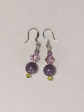 Mauve Lampwork Ruby Zoite Swarovski Crystal Sterling Matching Earring